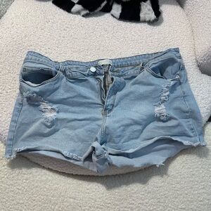 Plus Size 20 Forever 21 light Blue Cut-Off Jean Shorts